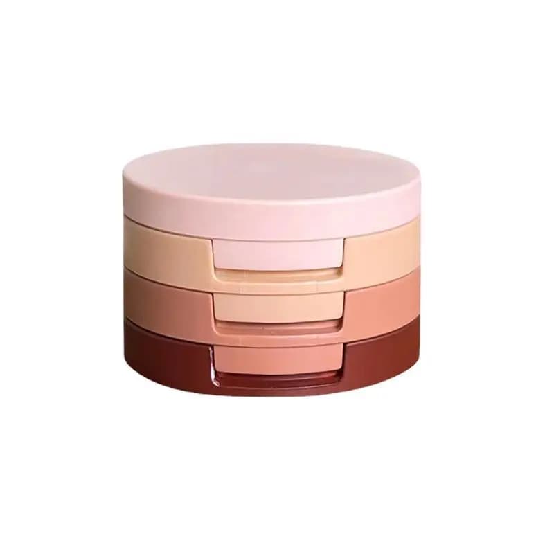 Ombretto a tre strati effetto sandwich, perlescente, opaco, con riflessi, colore terra, nastro, specchio, profilo naso