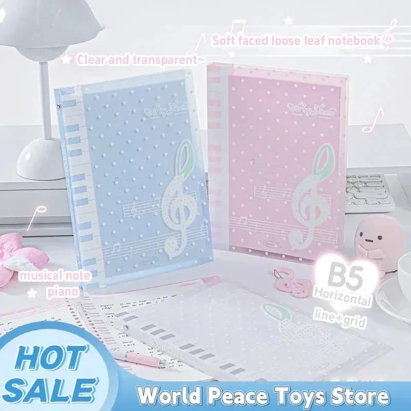 Cute Polka Dot Musical Note B5lined Grid Notebook Soft Cover School Study Notebook Home Office Daily Schedule Planner To-do List
