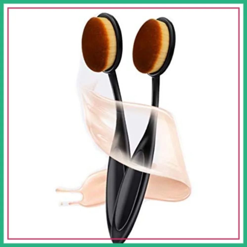 2 pennelli ovali per fondotinta in polvere per sfumare cosmetici liquidi, in crema o in polvere per un finitura impeccabile