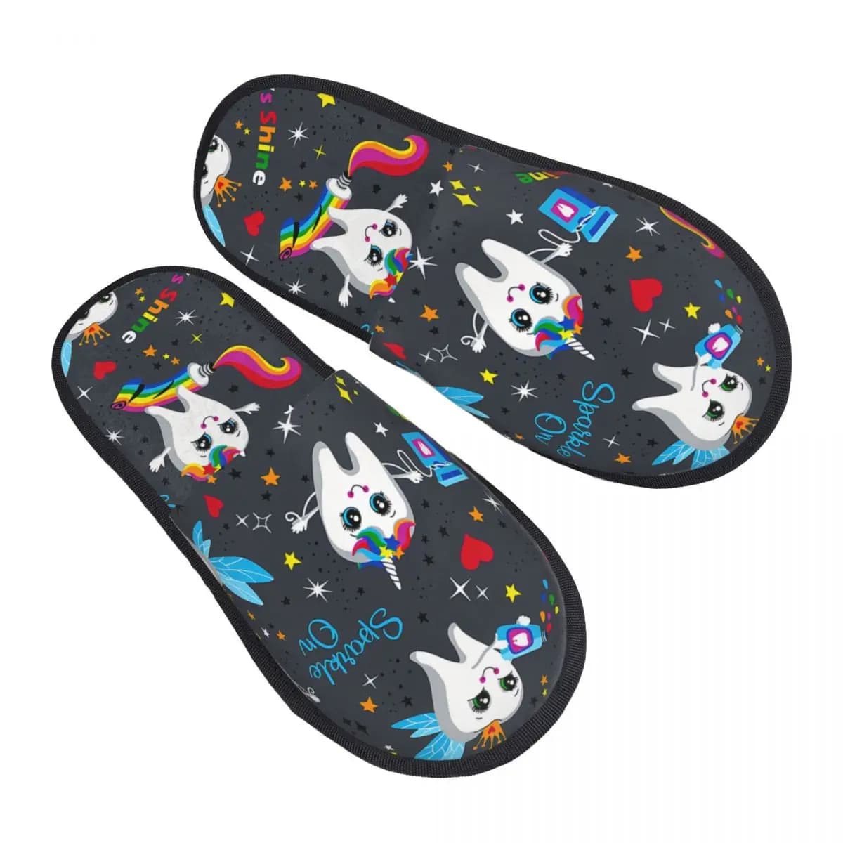 Toothicorn Magic Dentist House Slippers Soft Warm Teeth Dentistry Memory Foam Fluffy Slipper Custom Women Indoor Outdoor Shoes