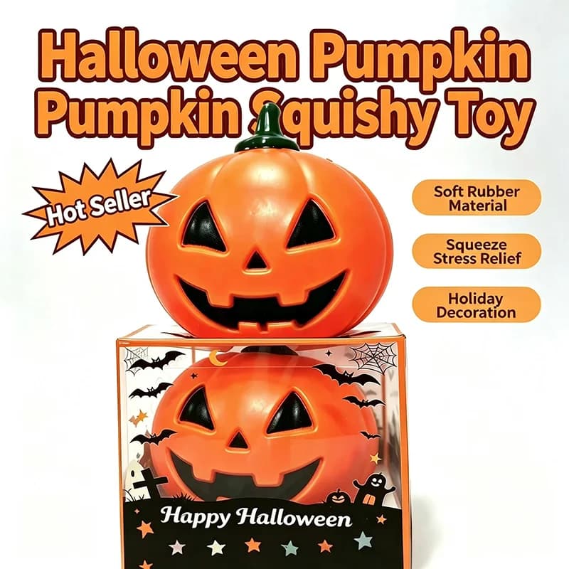Halloween Pumpkin Squishy Stress Relief Toy Soft Squeeze Dough Fidget Toy Portable Decompression Hand Toy Cute Desktop Decor