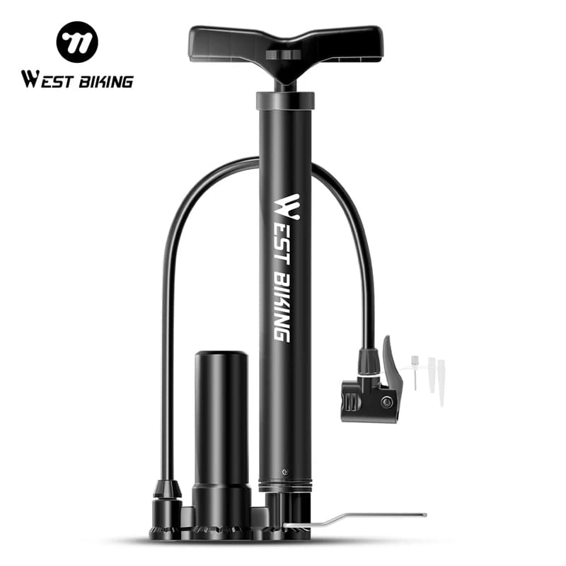 WEST BIKING Pompa d'aria per bicicletta Pompa da ciclismo corta ad alta pressione Pompa per pneumatici portatile MTB Gonfiatore per pneumatici per bici da strada Accessori per ciclismo