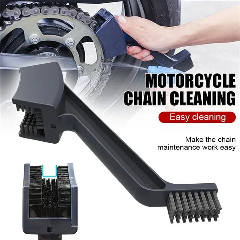 Detergente per catena per bici Spazzola per pulizia catena per bicicletta per moto Kit di pulizia per ciclismo a doppia testa Kit di strumenti per pulizia catena