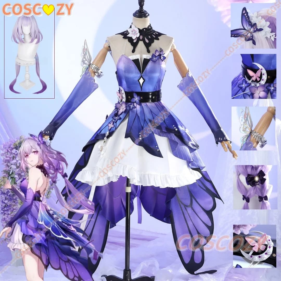 Costume Cosplay Completo di Castorice da Honkai Star Rail, Nuova Skin, Uniforme Femminile, Parrucca e Accessori per Cosplay di Castorice