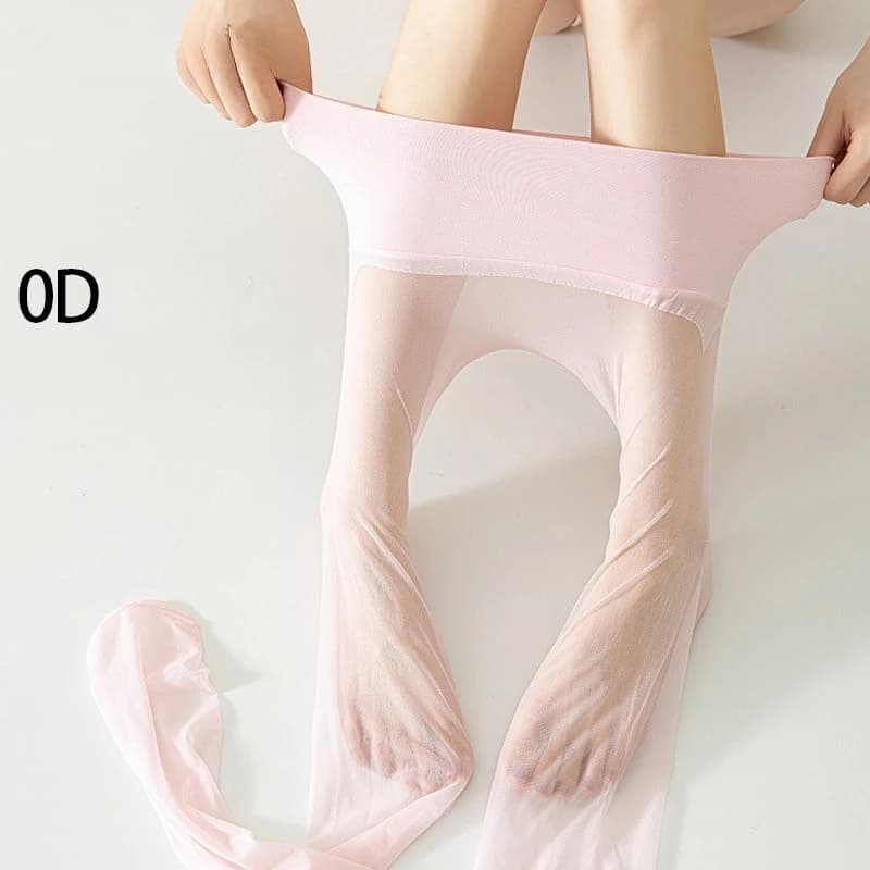 Calze 0D senza cuciture con cavallo invisibile da donna, sottili estive, colore nude bianco, anti-attrito, in seta resistente