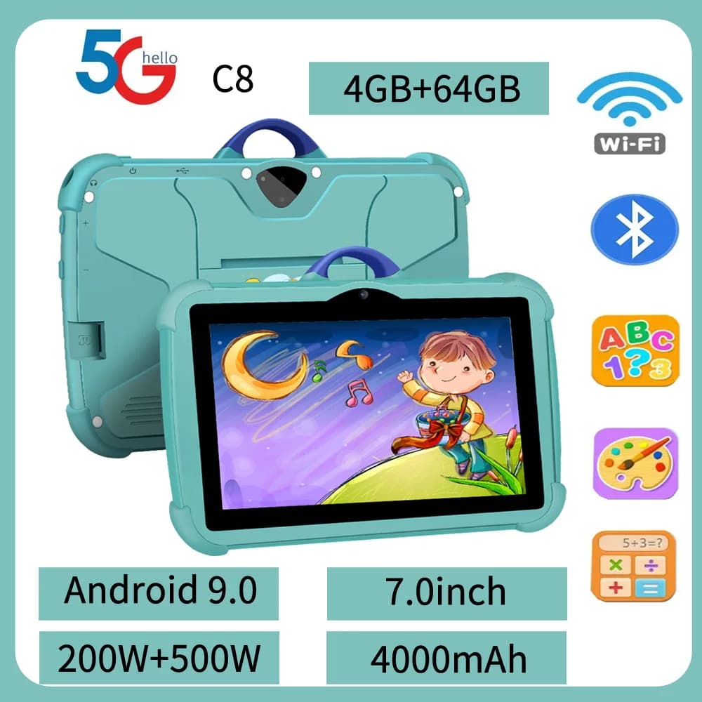 Nuovo tablet per bambini da 7 pollici 4 GB di RAM 64 GB di ROM Il miglior regalo compagno per i bambini supporta la batteria Bluetooth 4000 mAh