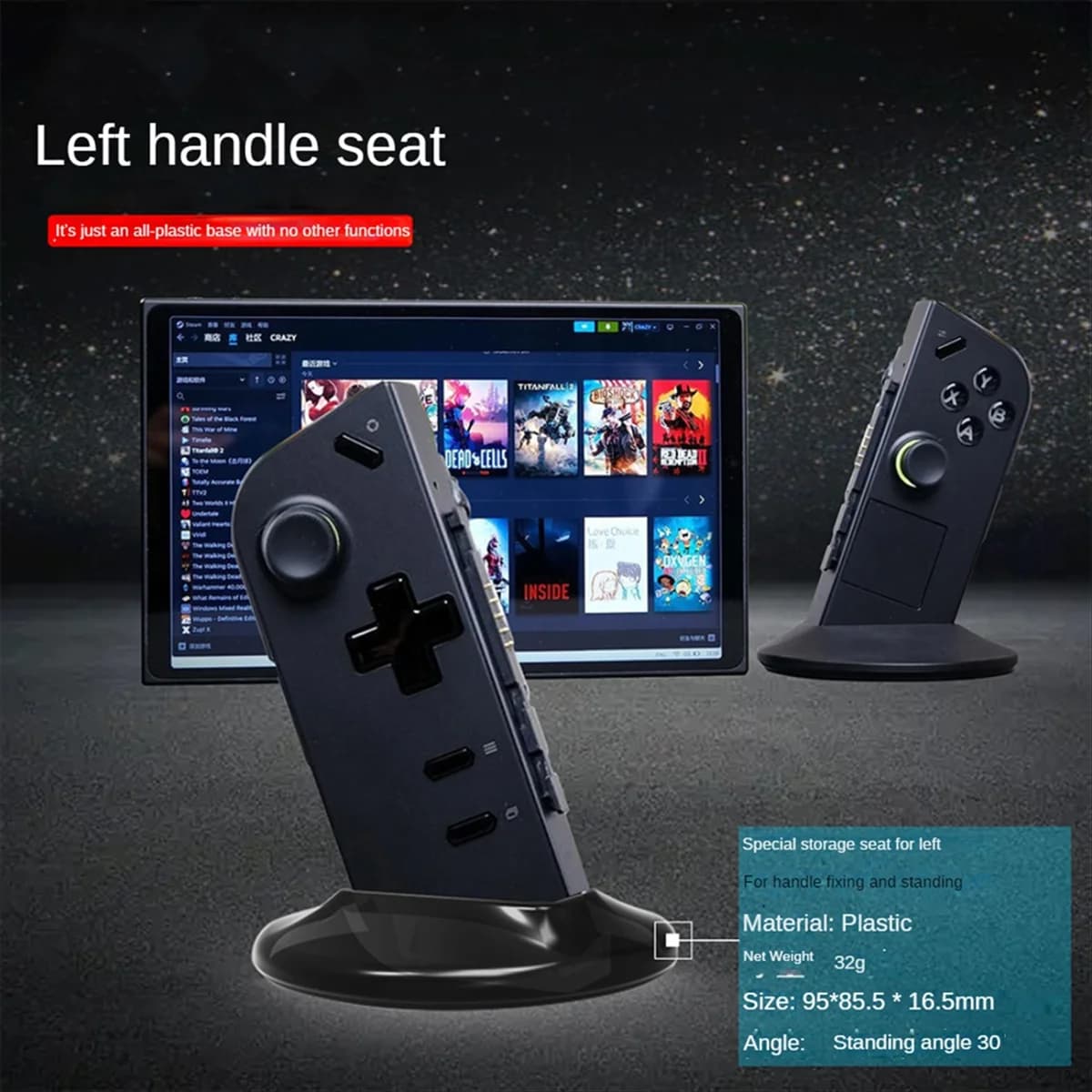 X12A Gamepad Supporto per Legion Go Maniglia sinistra Staffa base sedile per Lenovo Legion Go Console di gioco Dock Accessori di gioco