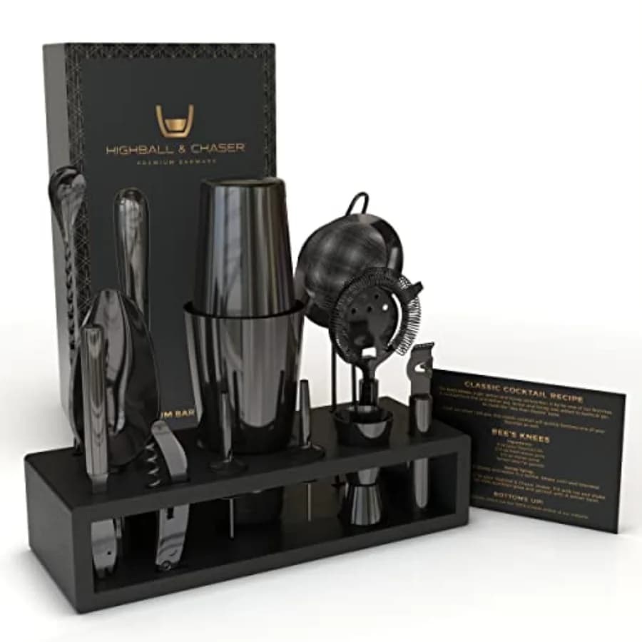Set di 13 Pezzi in Acciaio Inox per Cocktail Boston con Kit Accessori per Barman e Mixology