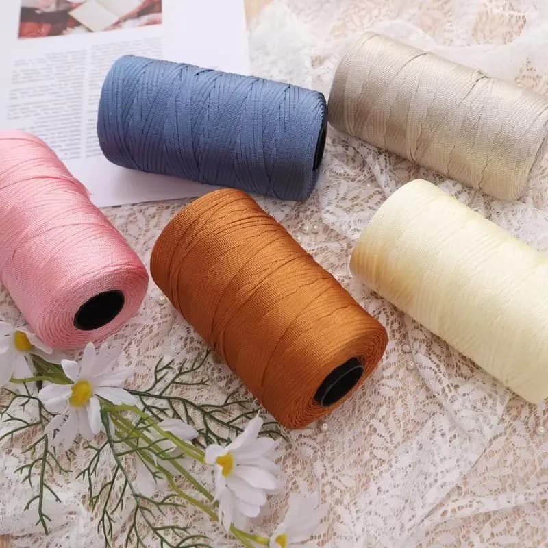 Rayon Cotton Linen Lightweight Ice Silk Flat Braided DIY Handcrafted Crochet Bag Yarn Hook Spring Summer Sun Hat Cushion Yarn