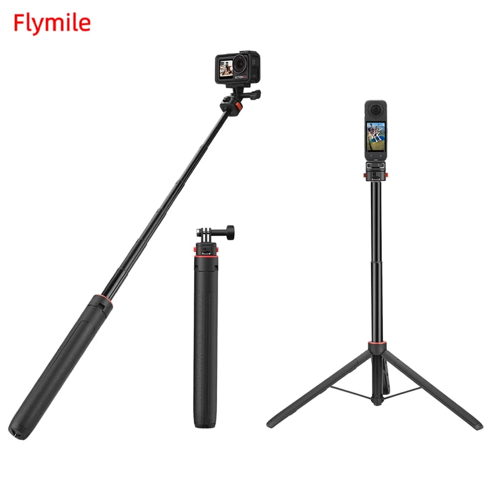 Treppiede da 163 cm per DJI Action 5 Pro/Insta360 X4 X3/Gopro 13 12/Pocket 3 Monopiede Allungabile Selfie Stick Tiro dal vivo