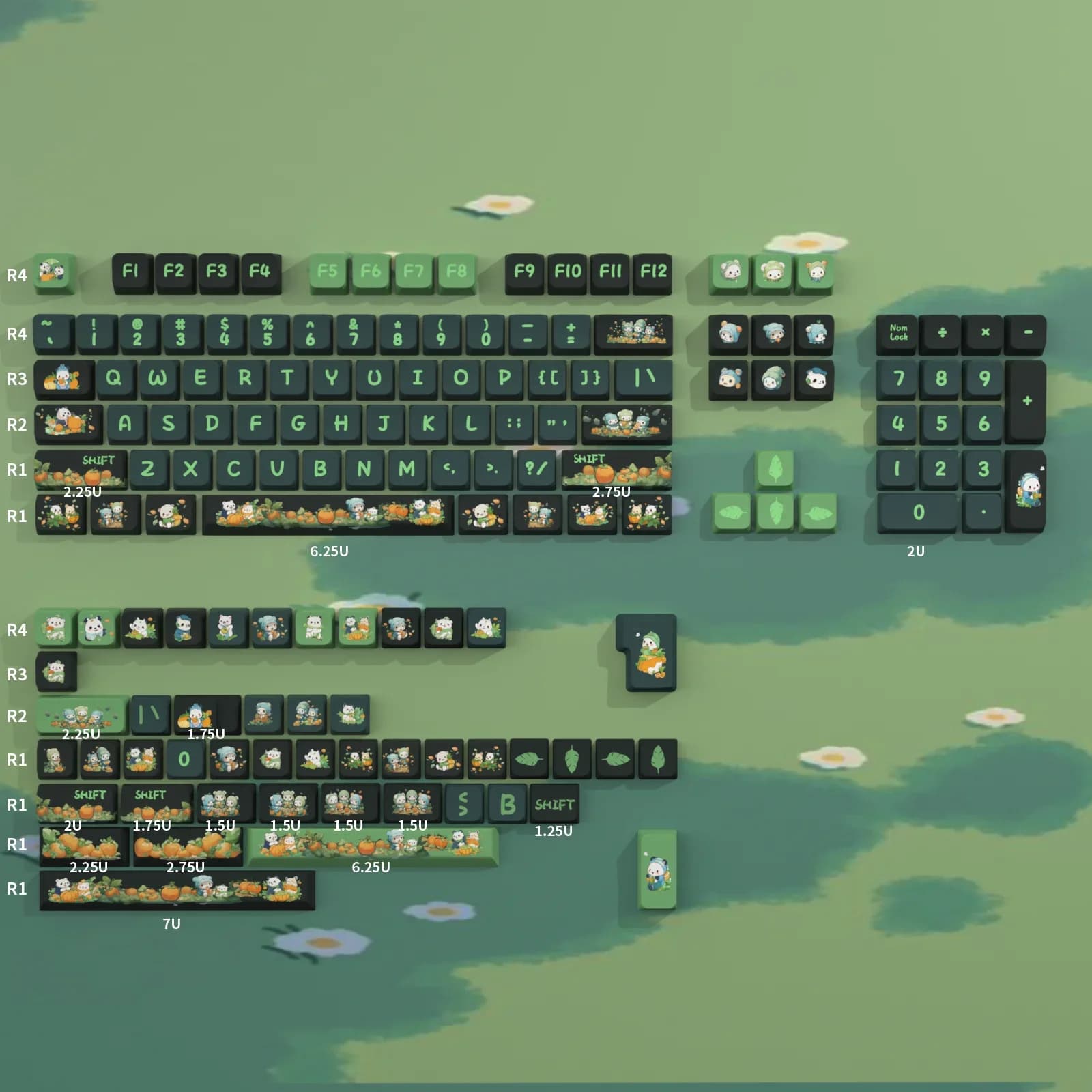 Bear Farm Keycaps Set completo Keycaps per tastiera meccanica Pbt sublimazione termica a cinque lati Cherry / Mda / Sda altezza copritasti fai da te