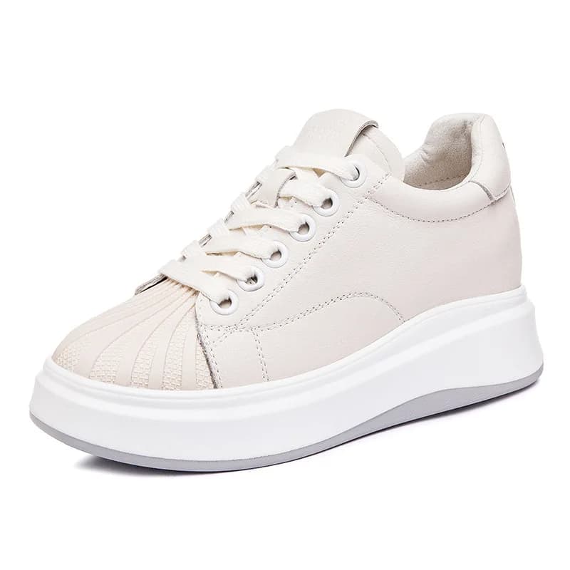 Sneaker robusta in vera pelle con nuova piattaforma da 8 cm Tacchi nascosti casual Primavera Estate Autunno Comode scarpe traspiranti di alta marca