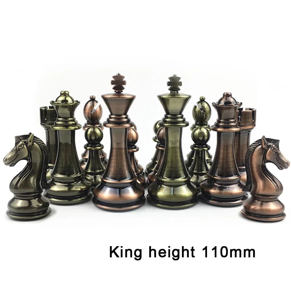 Luxury Big Chess Set, Kirsite Electroplating Technology Chess Pieces, High Grade King 110mm Chess Game, Table Board Game