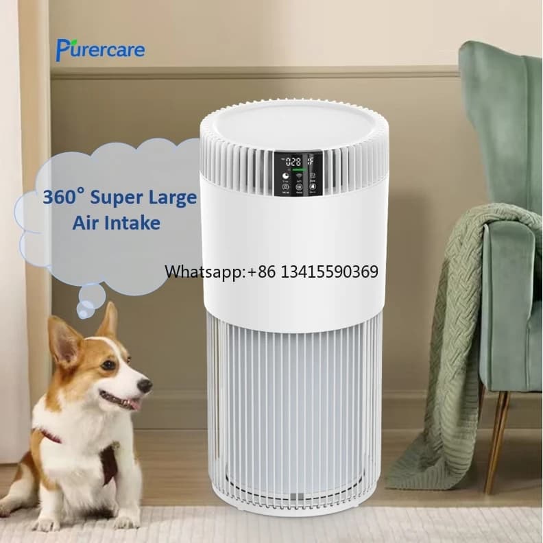 Purificatore d'aria per aspirazione d'aria di nuova generazione Prefiltro lavabile HEPA Tuya WiFi Camera Purificatore d'aria per animali domestici per cani e gatti