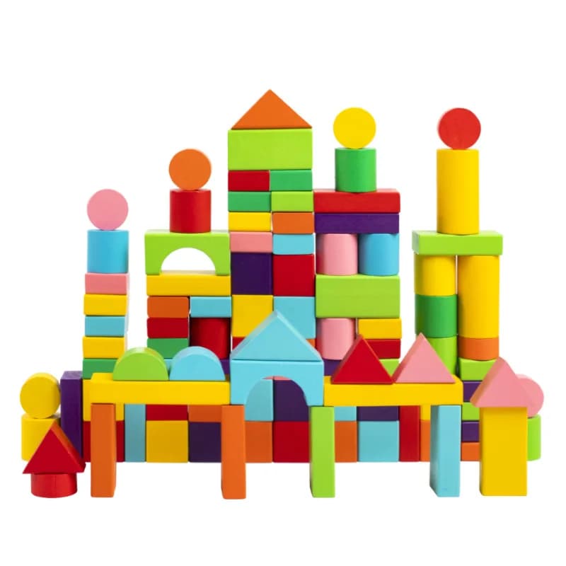 40-100 pezzi di blocchi di particelle di grandi dimensioni colorati, giocattoli di legno per bambini, educazione precoce e illuminazione cognitiva