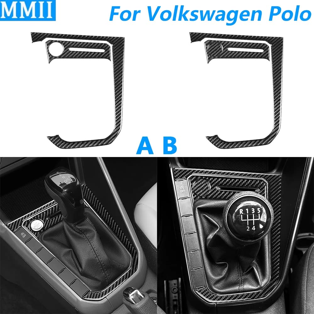 Per Volkswagen Polo 2019-2025 In Fibra di Carbonio Controllo Centrale Del Cambio One-Touch Pulsante di Avviamento Della Copertura Trim Accessori Auto adesivo