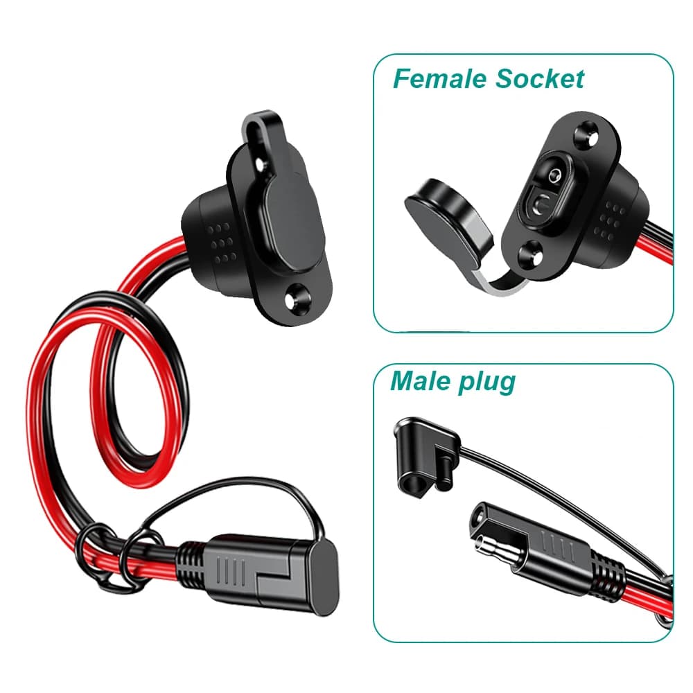 Cablaggio connettore rapido SAE 12/18AWG Cavo di prolunga SAE impermeabile Porta a parete laterale per caricabatteria generatore di pannelli solari