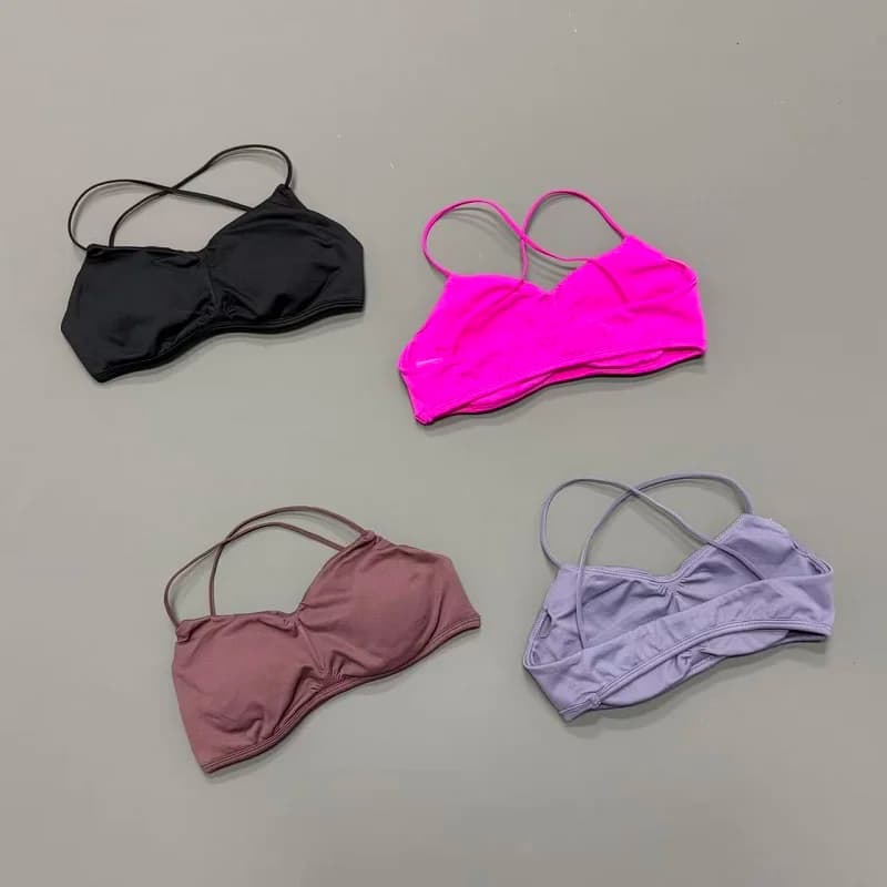 Reggiseno Sportivo Vision da Donna con Spalline Incrociate Sottili, Senza Cuciture, Imbottito, Senza Ferretto, Traspirante, per Yoga, Pilates, Allenamento e Palestra, Modello Crop Top