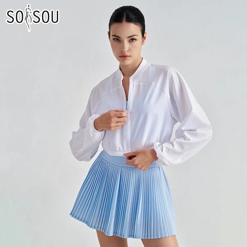 SOISOU Lightweight Women's Sports Coat Crop Top Gym Fitness Large Coat Plus Size Breathable Elastic Hinge Women's Clothing