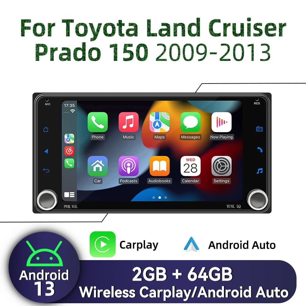 2Din Radio GPS For Toyota Landcruiser Land Cruiser Prado 150 2009-2013 7" Screen Carplay Autoradio Android Car Multimedia Stereo