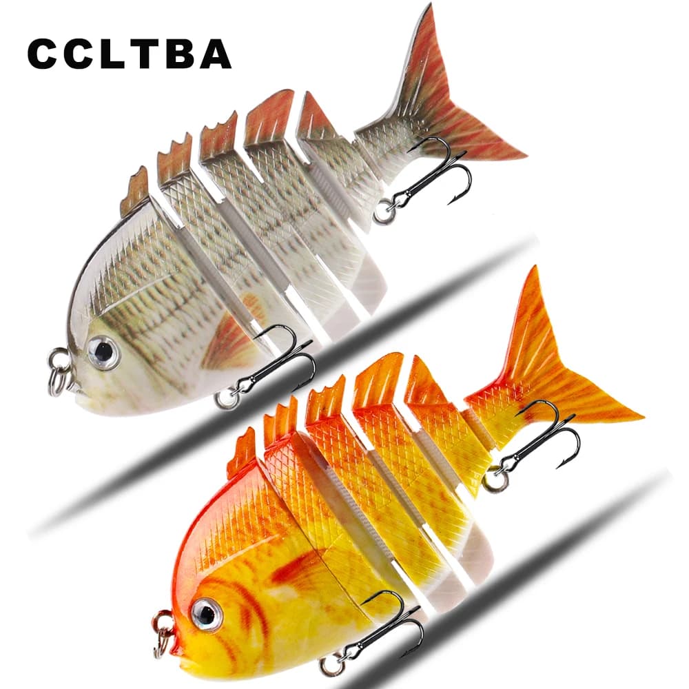 CCLTBA Swimbait snodato 8cm 14g Esche dure ad affondamento lento Esche da pesca vivide 6 segmenti oscillanti per la pesca al luccio spigola