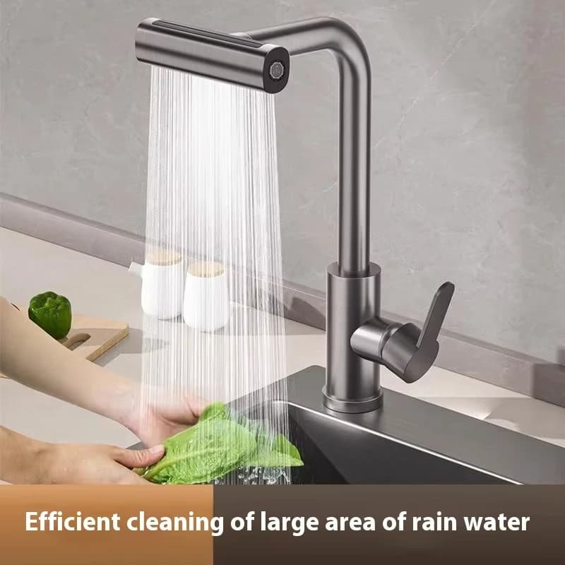 Rubinetto da cucina in acciaio inox grigio canna di fucile, 4 modalità di flusso d'acqua, 360 ° nucleo valvola rotante in ceramica, controllo acqua calda e fredda.