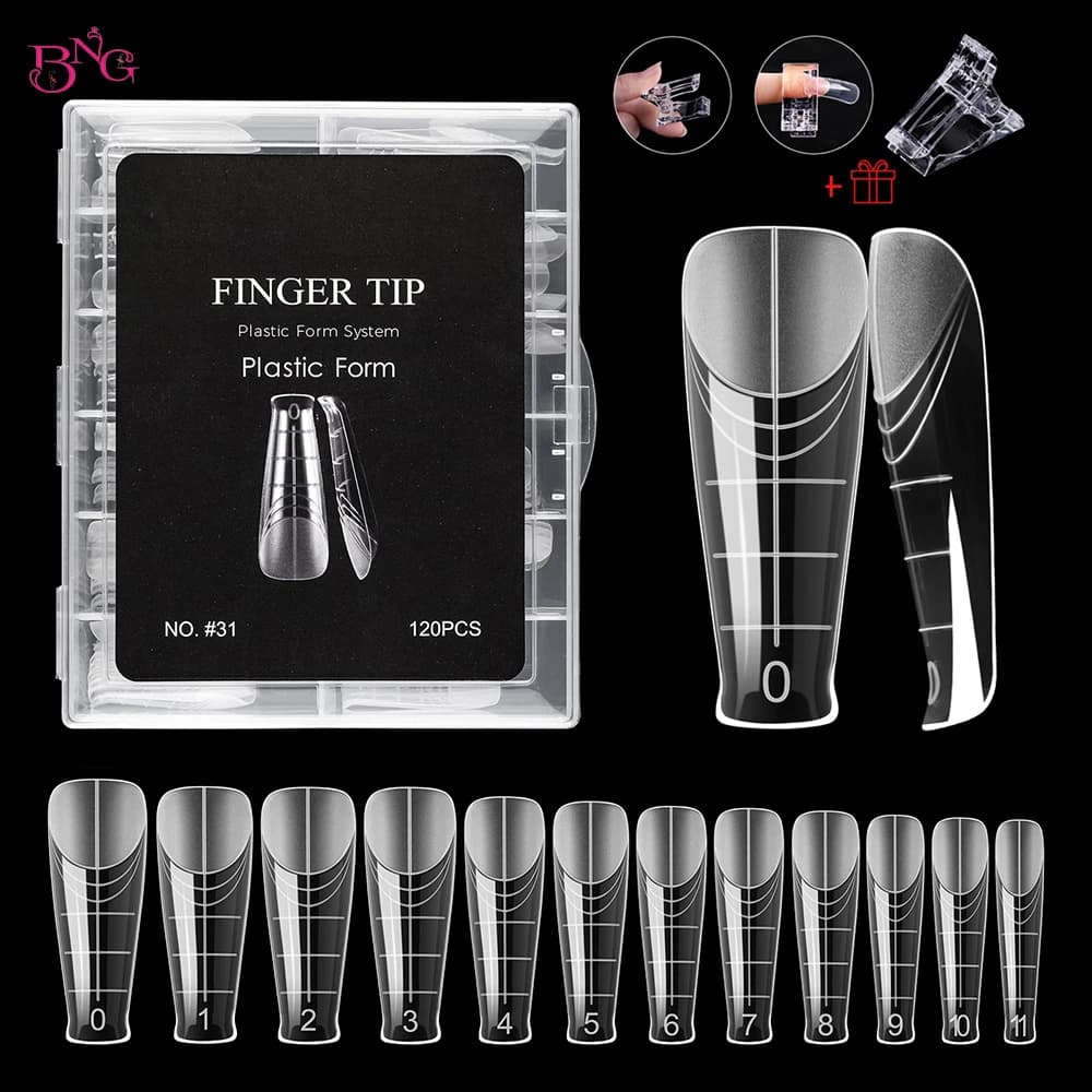 BNG 120/140PCS Poly Nail Gel Forma per unghie Bara Doppi forme per unghie per costruttore Gel Stiletto Suggerimenti per l'estensione delle unghie per Nail Art Manicure