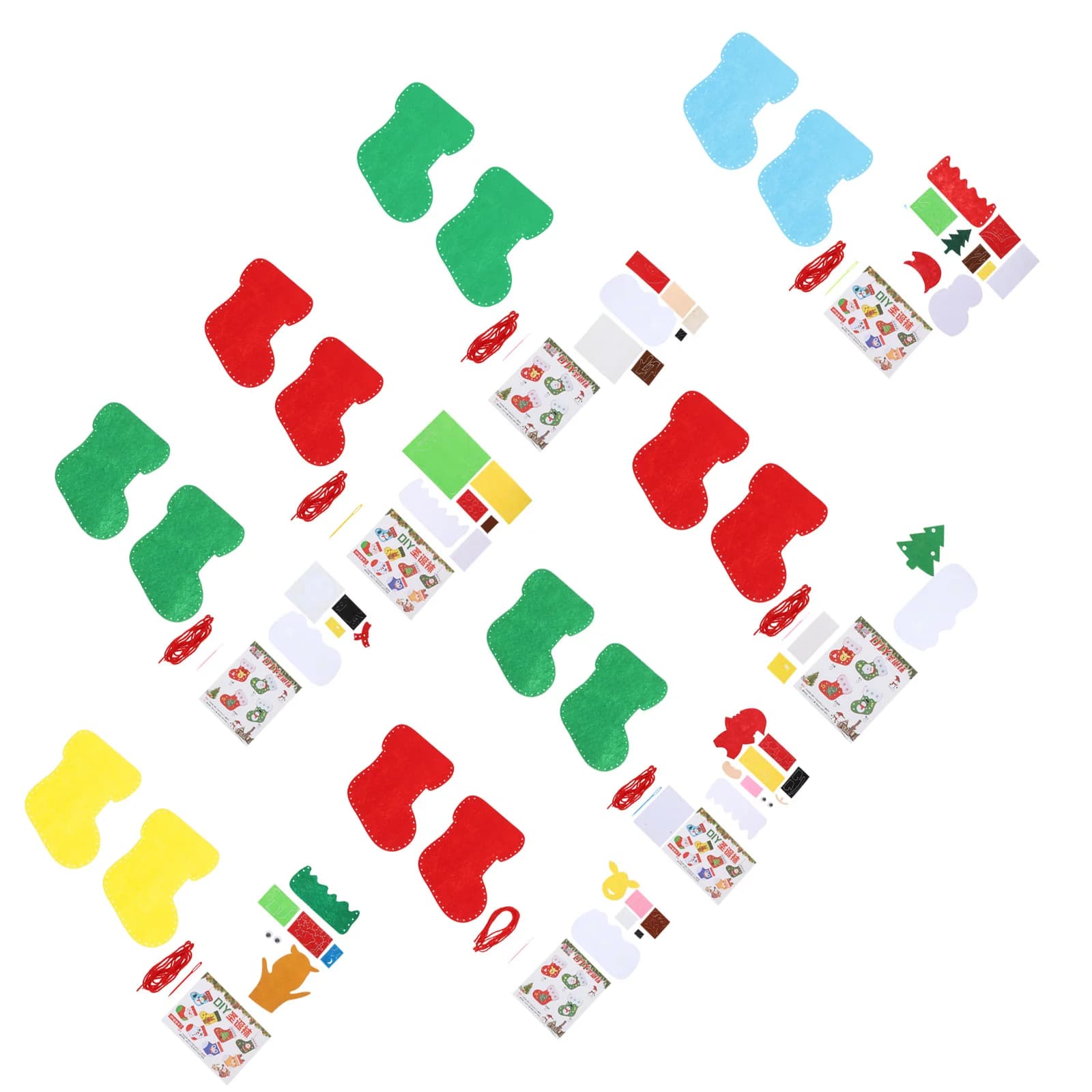 8 set kit da cucito per calze natalizie calzini per cartoni animati materiale natalizio fai da te panno in feltro kit per asilo decorazioni per feste bambino