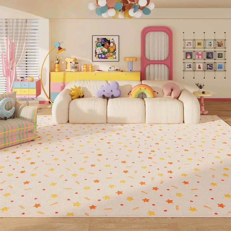 Cream Style Carpets for Living Room Dopamine Color Star Bedroom Decor Carpet Fluffy Soft Bedside Rug Home Thick Plush Floor Mat
