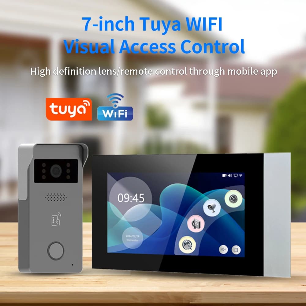 Tuya 720P Kit videocitofono analogico a 2 fili da 7 pollici lP Campanello WiFi con touch screen a colori per sistema di controllo accessi RFID