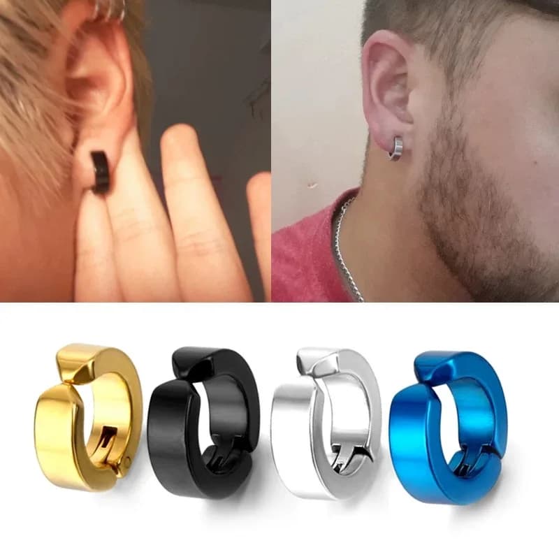 ZAKOL Set di 2 Orecchini a Clip Non Forati, Orecchini Finti per Uomo, Stile Punk Rock, Gioielli Regalo