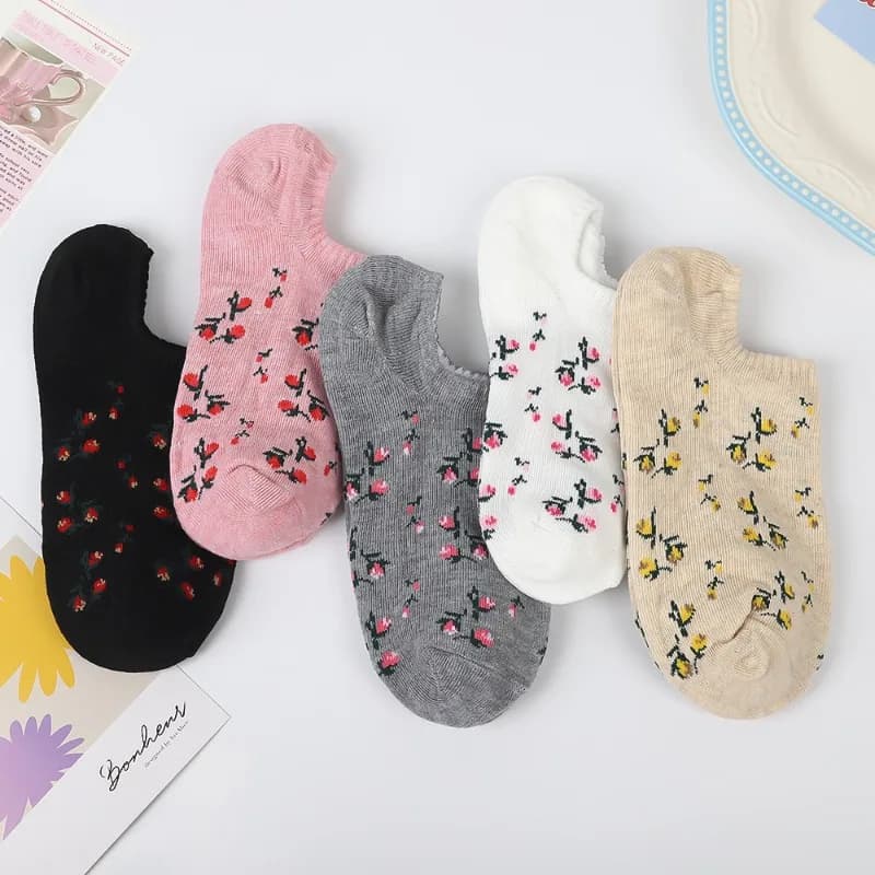 1/5 paia di calzini da barca alla moda, casual, comodi, che assorbono il sudore, antiscivolo, sottili, traspiranti, con bocca superficiale, calzini corti da donna