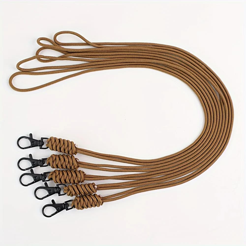 Five-piece set of multifunctional paracord woven lanyards, with metal buckle rings for work badge key lanyards