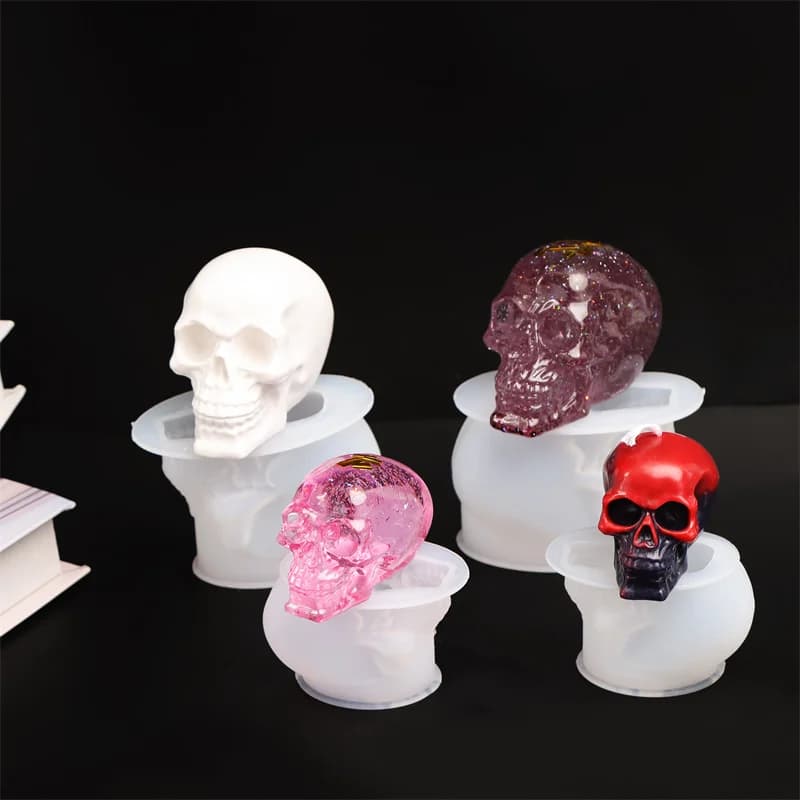 Stampo in Silicone a Forma di Teschio per Candele, Stampo in Gesso a Forma di Testa di Scheletro per Halloween, Decorazione Artistica Fai-da-Te per la Casa, Regalo Artigianale