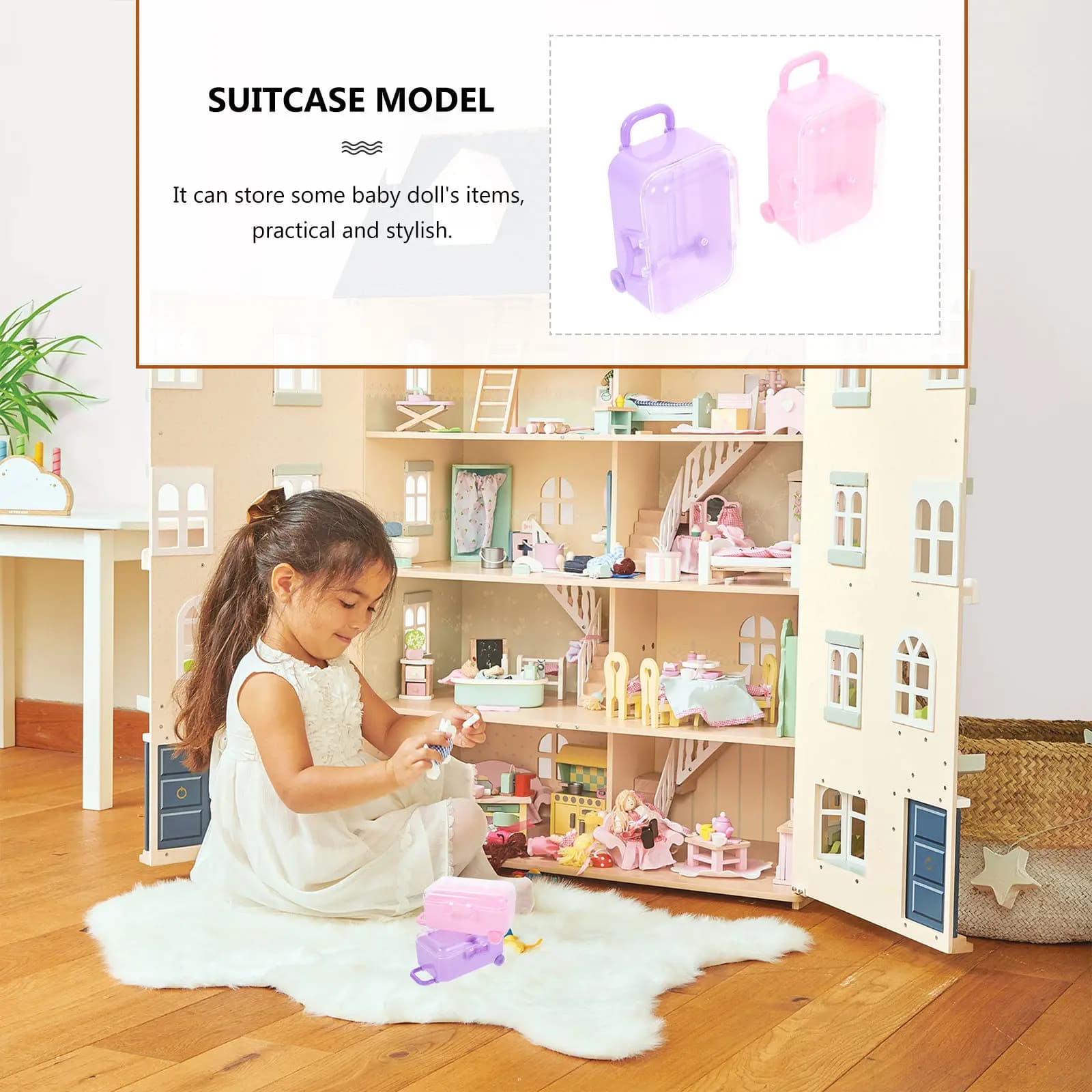2 Pezzi Accessori per Valigie per Bambini, Mini Contenitore in Plastica per Bambini, Ornamento Carino a Forma di Valigia, Modellino di Valigia