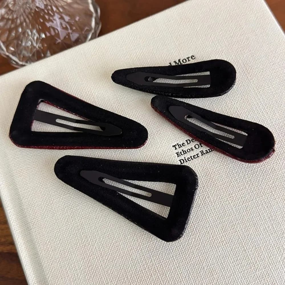 Fashion Retro Fragmented Hair Clip PU Leather Black/Red Bangs Clip Geometric BB Clip Women Hair Accessories