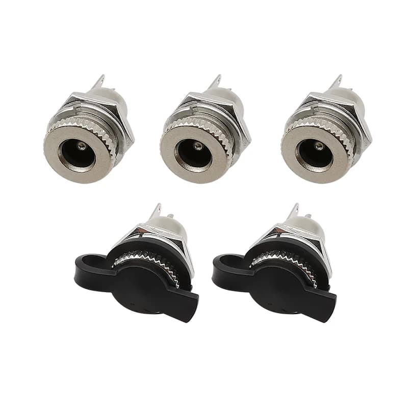 5Pcs DC-099 5.5x2.1mm DC Power socket socket assembly panel connector 5.5*2.1mm adapter Jack metal DC and waterproof hood