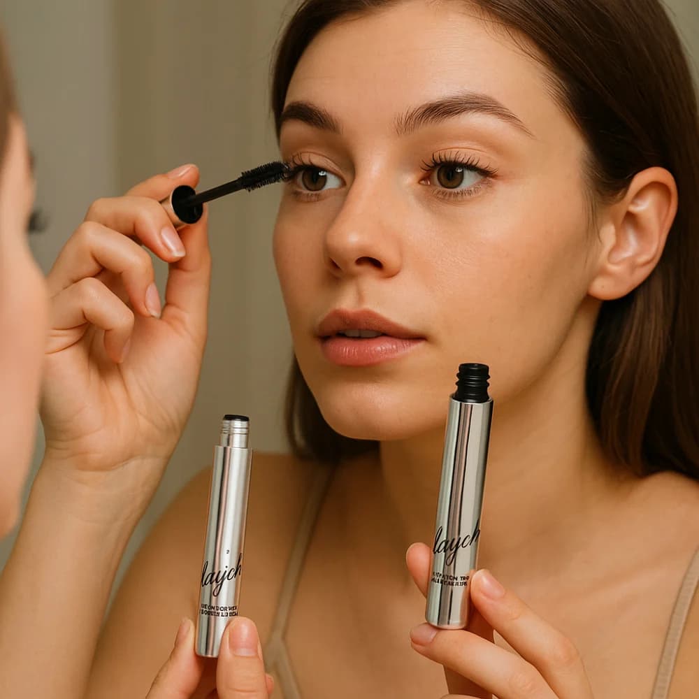 Mascara Allungante Anti-Sbavature Lunga Durata, Mascara Volumizzante Senza Grumi per Ciglia Incurvate dall'Aspetto Naturale con Fibre, Uso Quotidiano