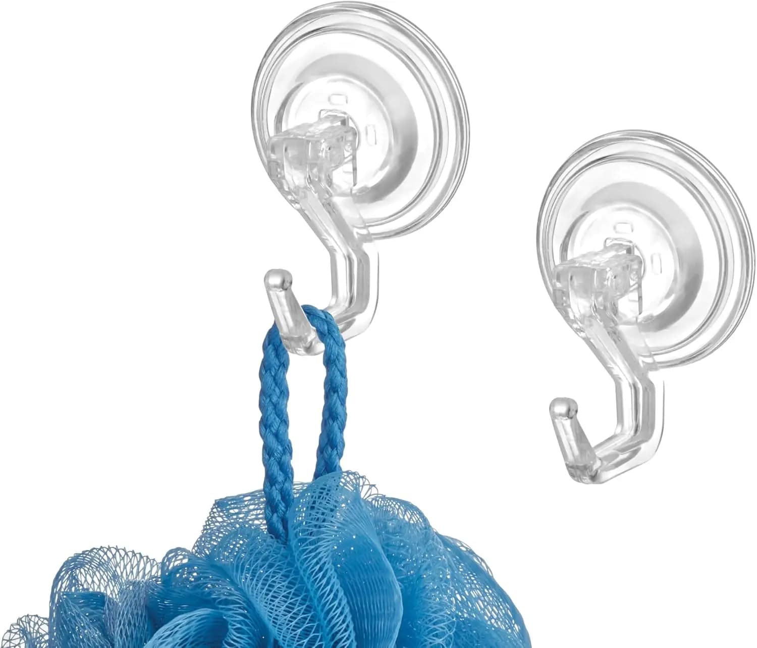 Ganci a ventosa trasparenti per spugne, asciugamani, spugnette - Set da 2, robusto organizer da bagno