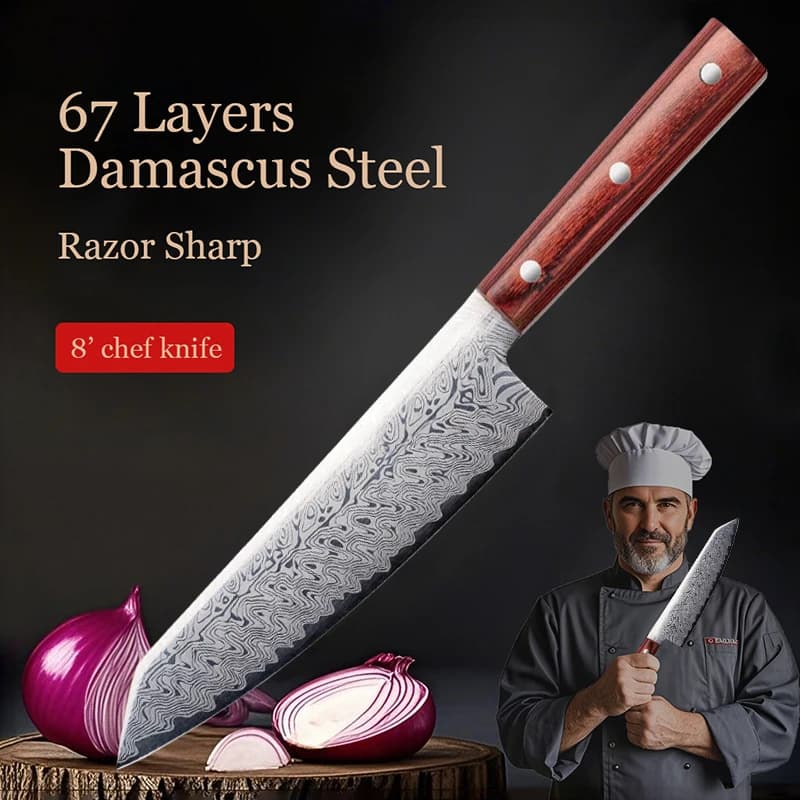 High hardness kitchen knife, professional cutting knife for chef fish, sharp meat cutting knife, Japanese knife with solid wood handle