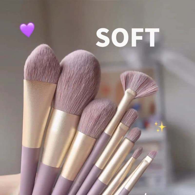 9/10 Pcs Mini Purple Sweet Potato Makeup Brush Set Portable Full Function Foundation Blush Cosmetic Brushes Travel Beauty Tool