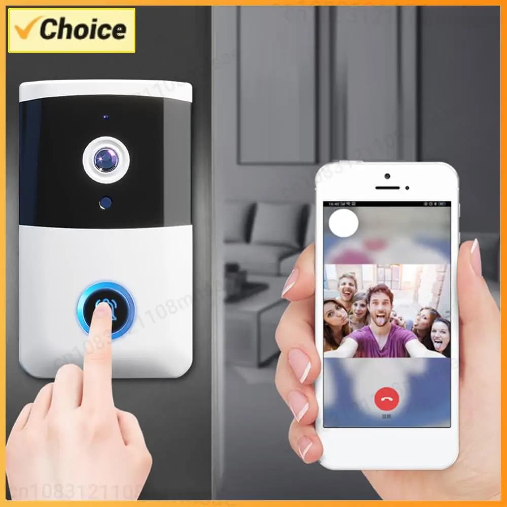 Campanello Video Wireless WiFi con Visione Notturna IR, Telecamera per Campanello, Sistema di Allarme per la Sicurezza Domestica