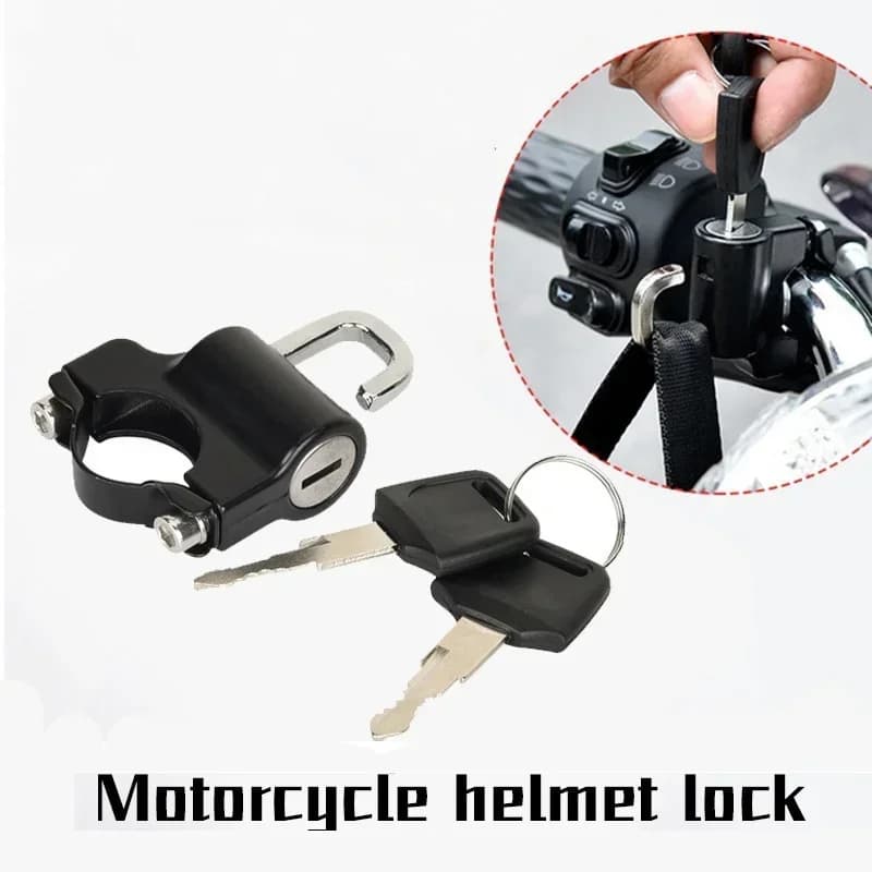 Lucchetto Antifurto per Casco, Montaggio su Manubrio, Universale per Moto ed E-Bike, Serratura di Sicurezza in Metallo con Set di Chiavi