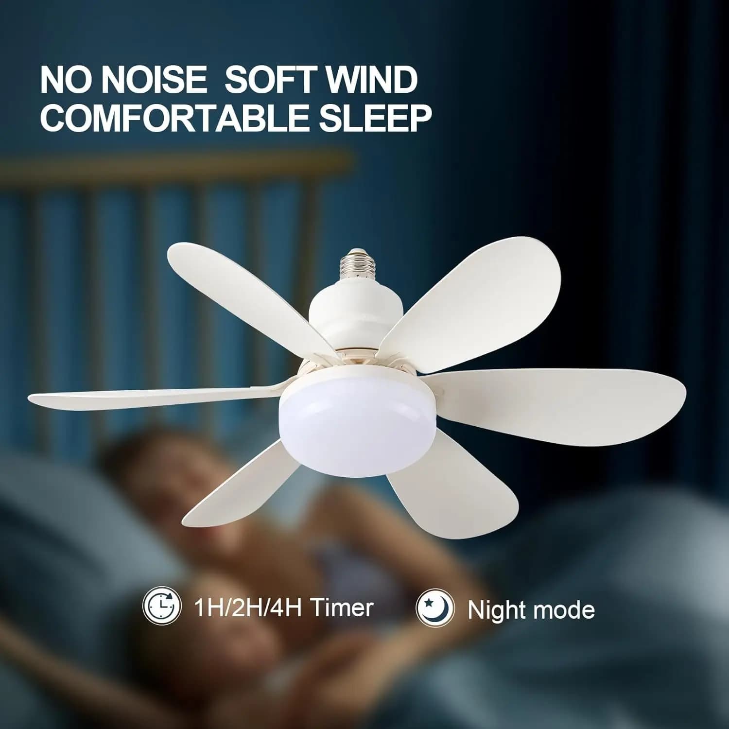Ventilatore da soffitto 30W/40W con telecomando e luce LED, attacco E27, silenzioso e intelligente per camera da letto e soggiorno