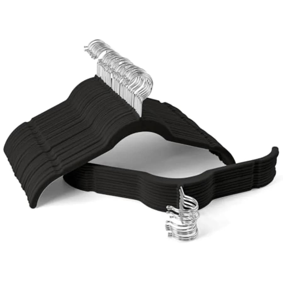 Appendiabiti in Velluto Premium, Confezione da 50 - Organizzatore Salvaspazio per Armadio, Design Antiscivolo Floccato, Ideale per Camicie e Cappotti