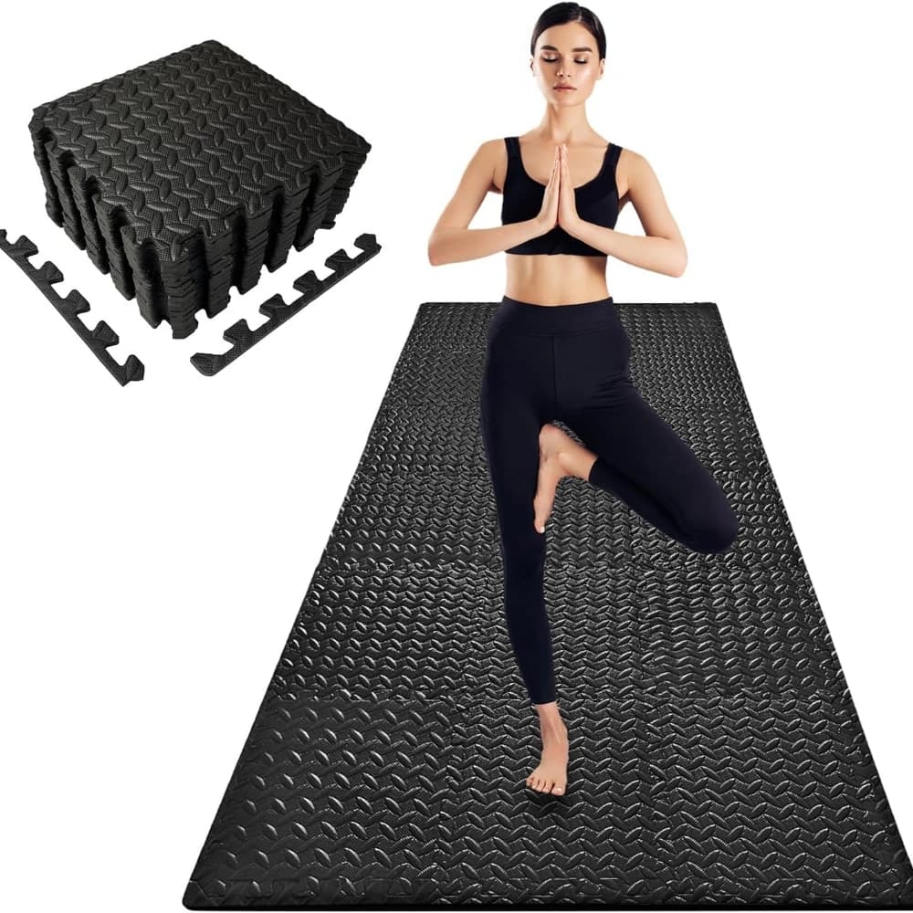 Tappetini in schiuma ad incastro fitness (confezione da 6) - Tappetini yoga 30x30 cm Pavimenti antiscivolo in EVA adatti per palestre domestiche e stanze yoga