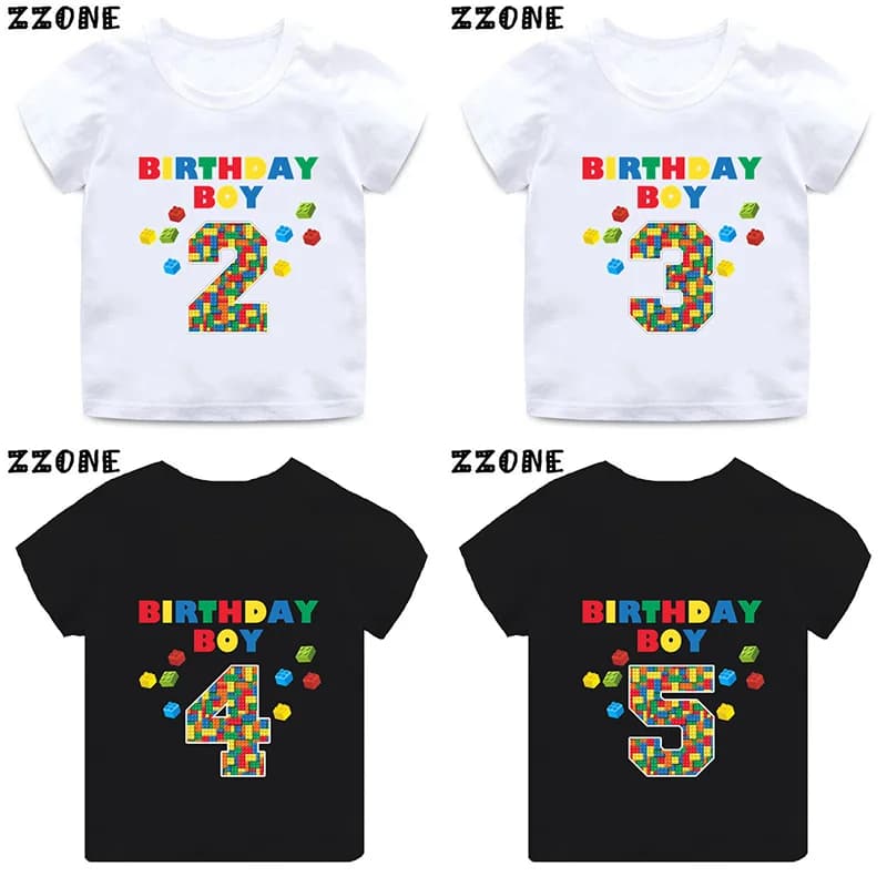 Master Builder Blocks Building Stampa Divertenti vestiti per ragazzi 1 2 3 4 5 6 7 8 9 anni Buon compleanno T-shirt per bambini T-shirt per neonate