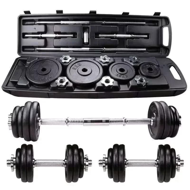 Manubri per sollevamento pesi domestici da palestra da 10 kg 15 kg 20 kg 30 kg con set di manubri in ghisa dipinta in scatola dipinta nera.