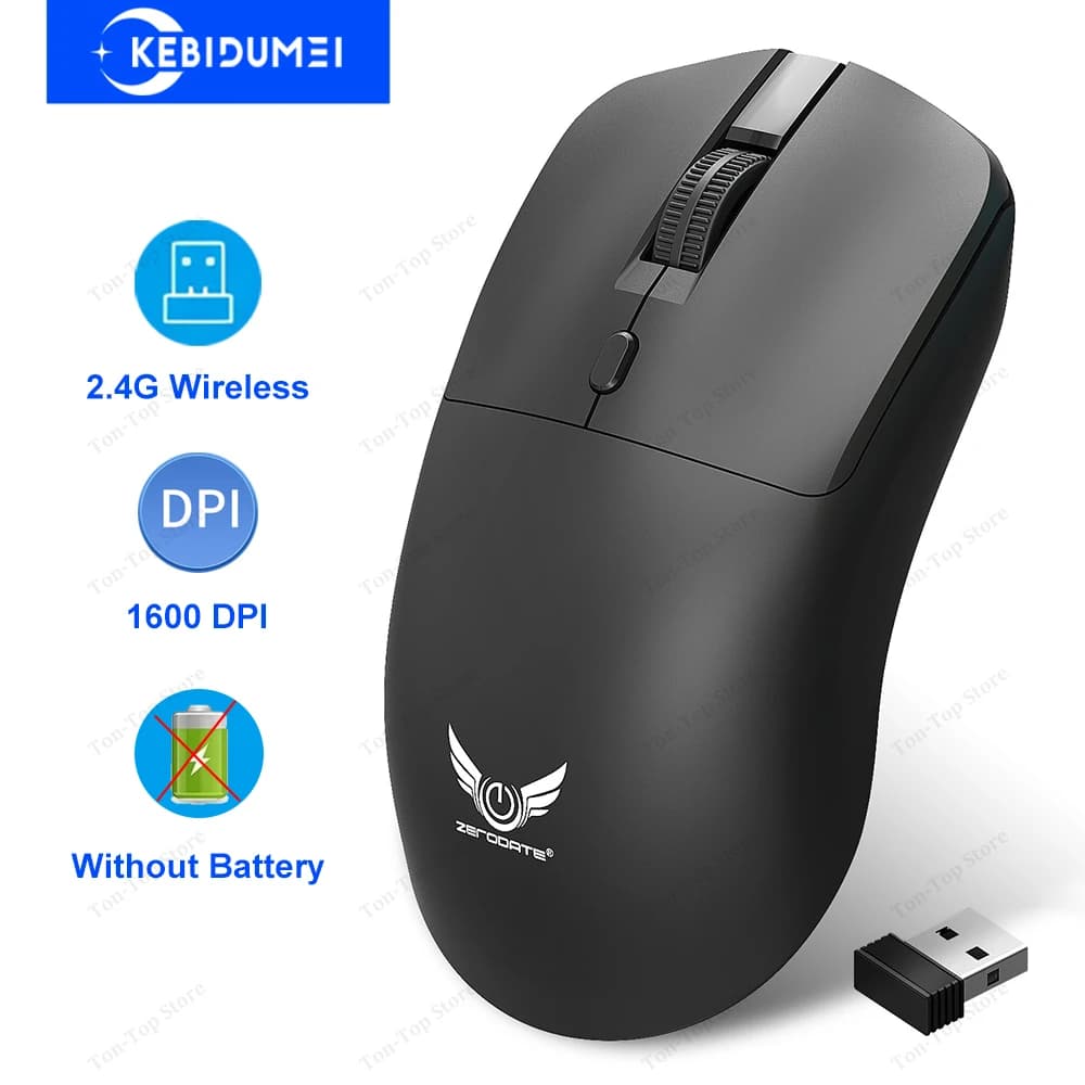 KEBIDUMEI Mouse wireless 2.4G 4 pulsanti 3 livelli DPI Mouse da gioco Mouse ottico Mouse ergonomico per computer portatile Macbook