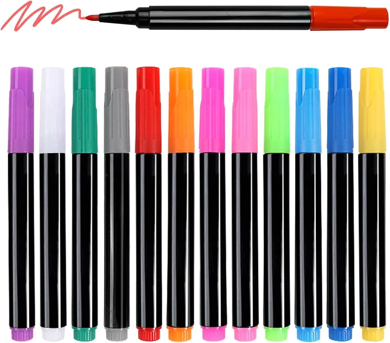 12 Pennarelli al Neon per Lavagne LED, Inchiostro Fluorescente, Cancellabili, Regalo per Bambini